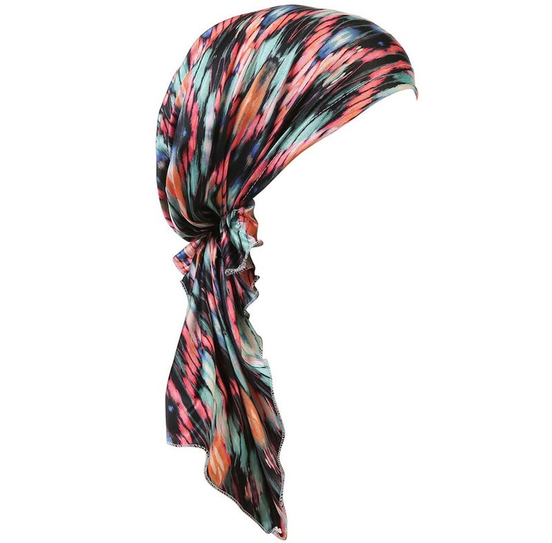 DancMolly Summer Chemo Scarf Lightweight Silky Beanie Ruffle Cap Cancer Headwear for Womens (Style 09,Print-Snakeskin) - Image 1